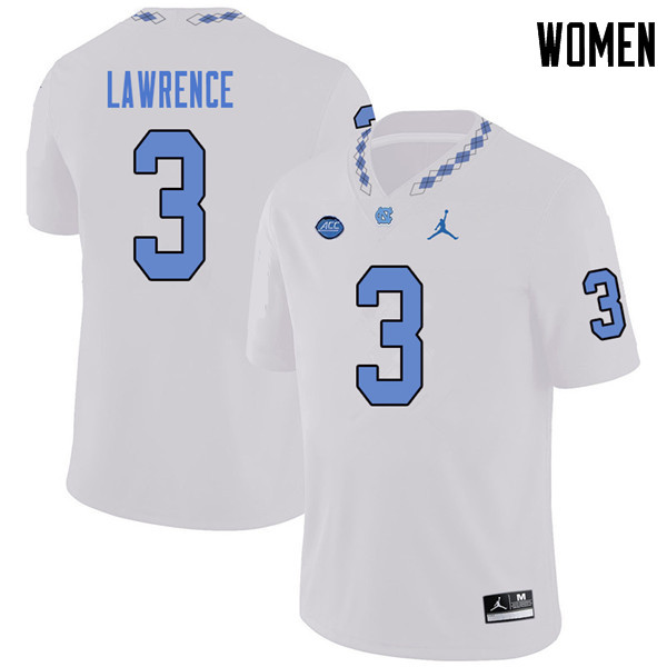 Jordan Brand Women #3 Devon Lawrence North Carolina Tar Heels College Football Jerseys Sale-White